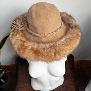 Vintage Wool Felt & Golden Sable Brimmed Hat